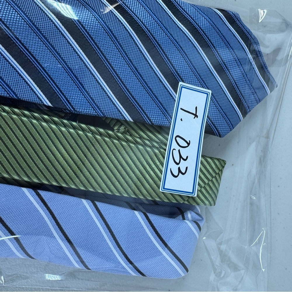 Amedeo Italian Silk Tie Bundle Blue Green Striped Designer Neckties Lot 3 - Picture 10 of 10
